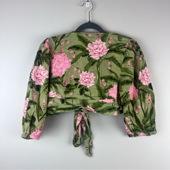 Agua Bendita x Target Peony Tie Wrap Top Floral Linen Blend Beach Small - Picture 11 of 11
